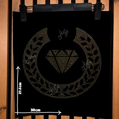 پنل نگین حرارتی طرح الماس هندی برای تیشرت زنانه مجلسی روی پارچه سفید