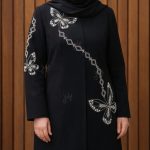 پنل نگین حرارتی مانتویی ست پروانه اطلسی نقره